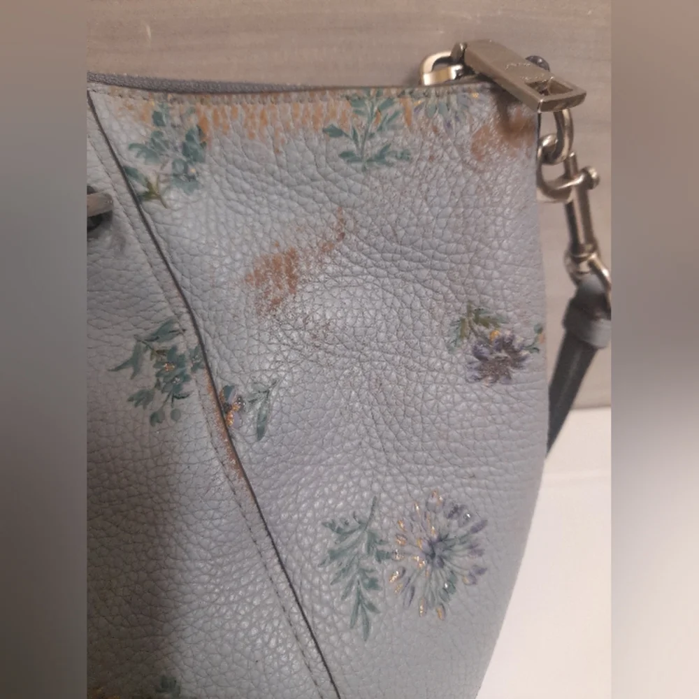 Coach Floral Meadow Print Blue Crossbody Hand Bag Y2K - Picture 5 of 12